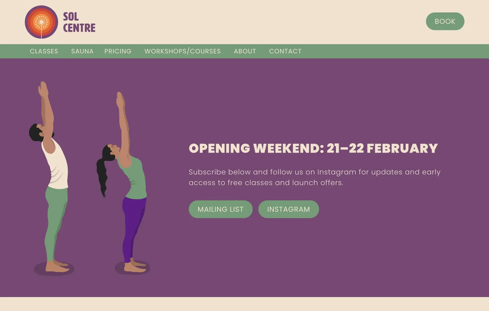 Sol Centre – website design – homepage
